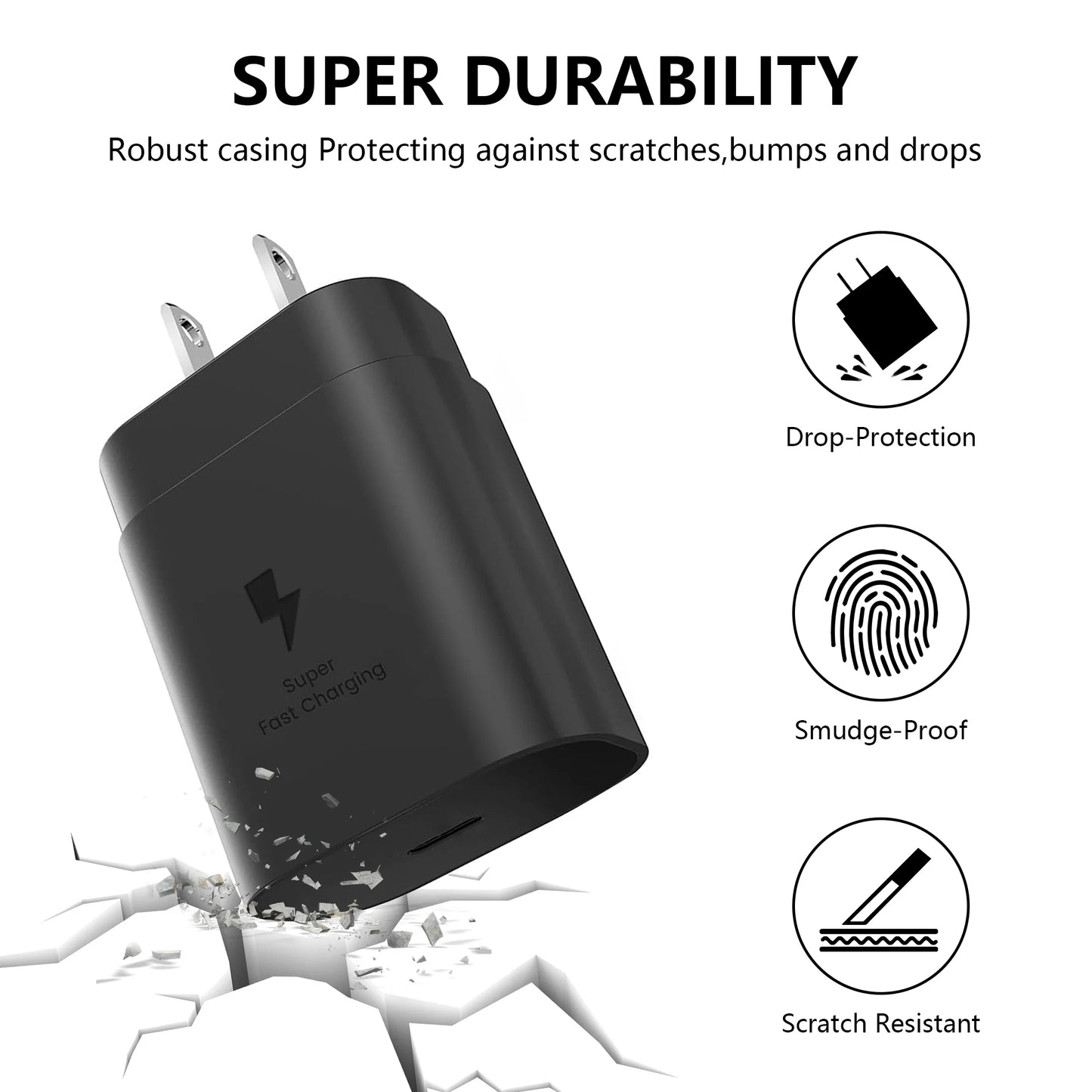 Super Fast Charger Type C,25W USB C Wall Charger Fast Charging for Samsung Galaxy S23 Ultra/S23/S23+/S22/S22 Ultra/S22+/S21 Ultra/S20 Ultra/Note 20/Note 10/Z Fold 3 with 6.6FT C Charger Cable 2Pack